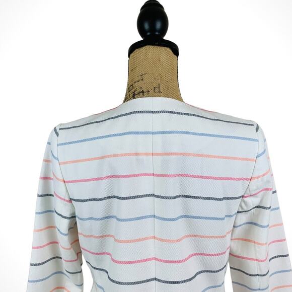 Talbots Womens White Striped Blazer Size 8 Petite Business Career NWT Multicolor - Picture 6 of 11